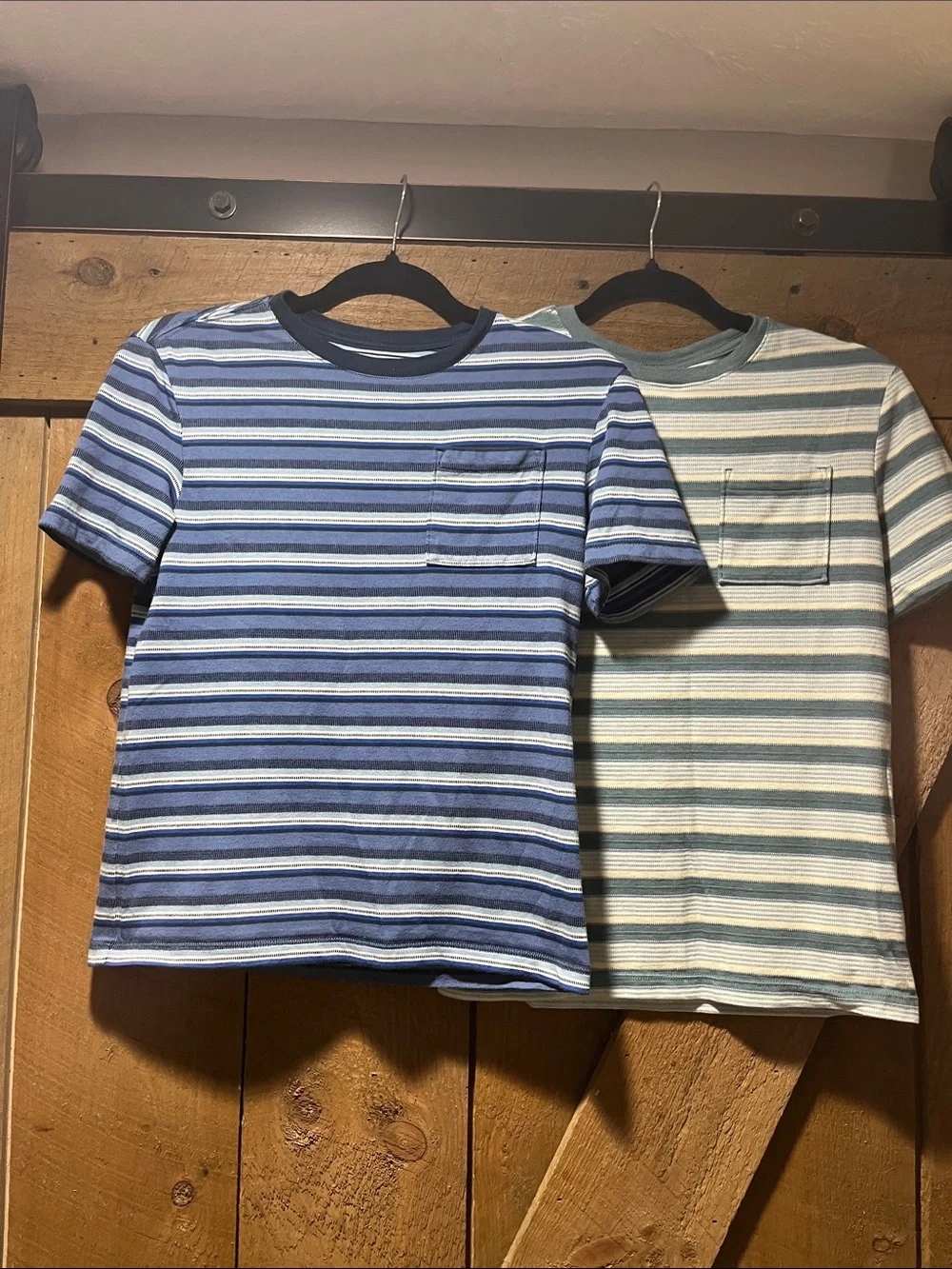 Old Navy Boys Striped Pocket Tees - Blue & Light Blue